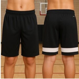 Nike Dri-FIT Youth Athletic Shorts Black White Large Soccer Running Training Gym